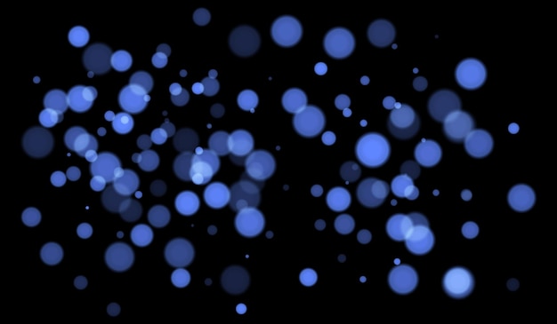 Fondo bokeh azul con suaves círculos brillantes en un fondo oscuro Efecto de borrón de luz suave para diseños y superposiciones vectoriales futuristas o festivos abstractos