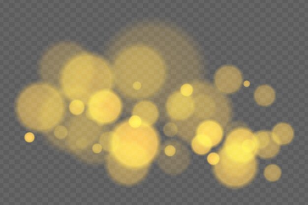 Fondo bokeh con círculos suaves y brillantes en un fondo transparente Efecto de luz borrosa suave para diseños y superposiciones vectoriales románticos abstractos o decorativos