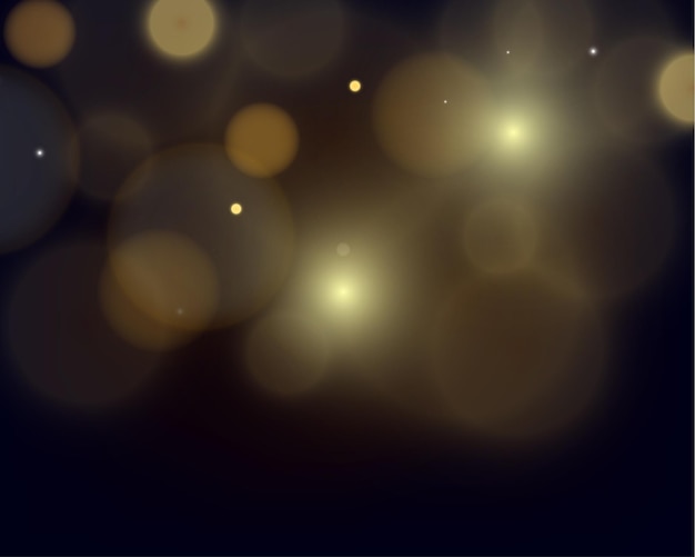 Fondo bokeh con orbes de luz dorada suave en una cuadrícula transparente ideal para superposiciones y gráficos