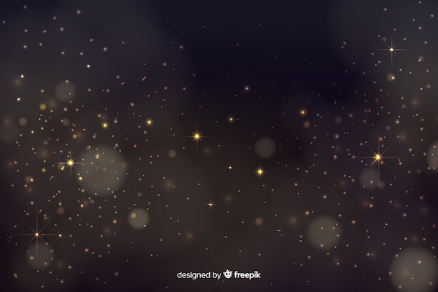 Vector fondo bokeh con partículas doradas