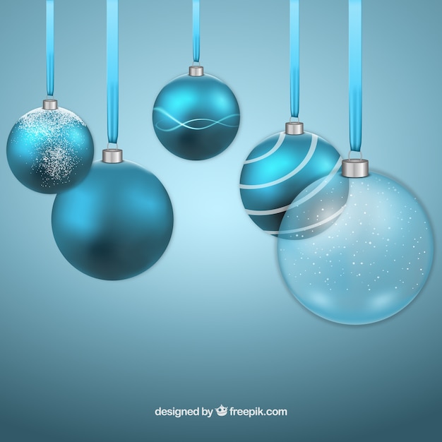 Fondo con bolas azules de navidad