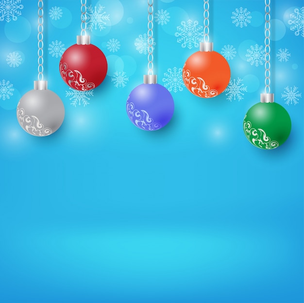 Fondo de bolas de Navidad realista