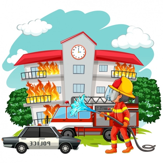 Vector fondo de bombero trabajando