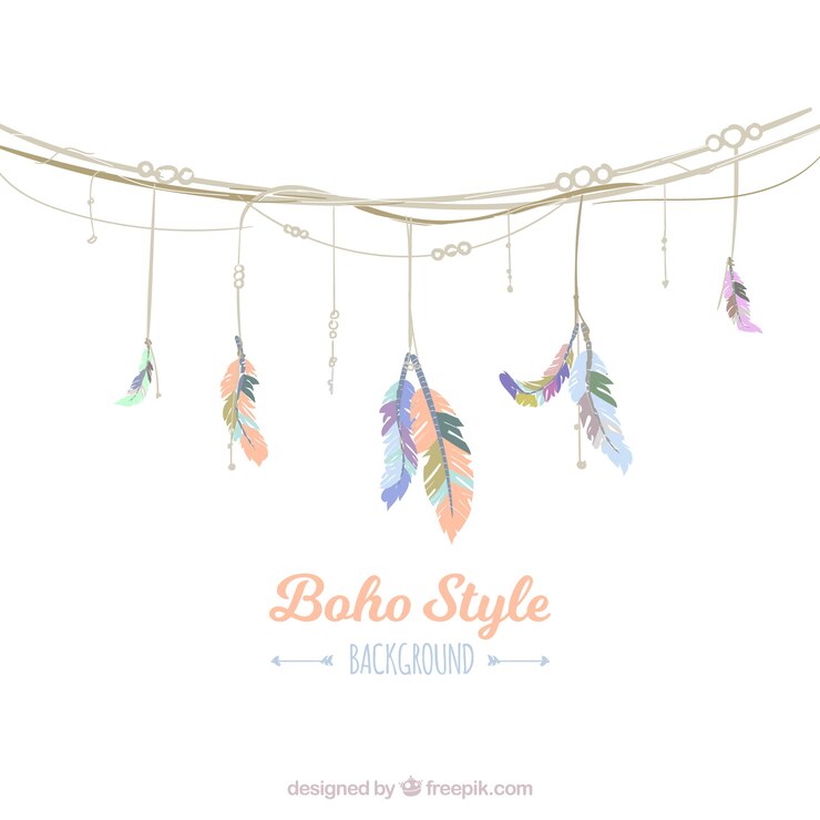 Vector fondo bonito con guirnalda en estilo boho