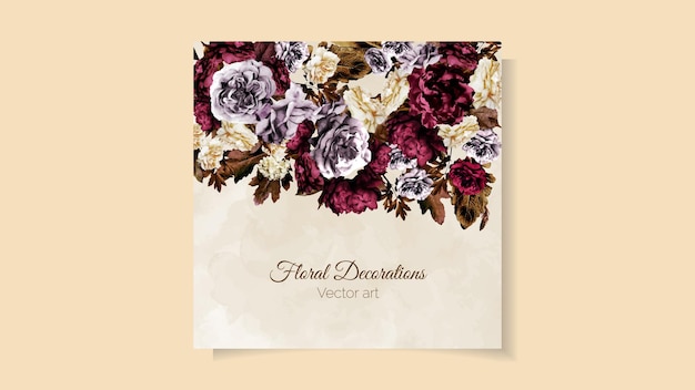 Fondo de borde de vector floral con lugar de texto de flores multicolores