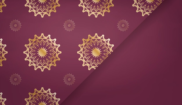Fondo de Borgoña con ornamento de oro griego para el diseño bajo el texto