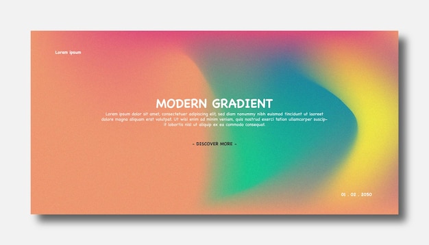 Fondo borroso moderno degradado de color abstracto y plantilla de textura de grano de película con un elegante