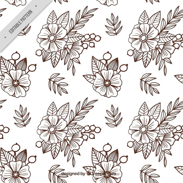 Vector fondo de bosquejos de flores en estilo batik