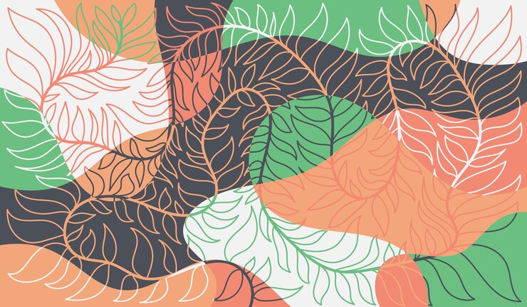fondo botánico abstracto plantas tropicales forma orgánica colorida