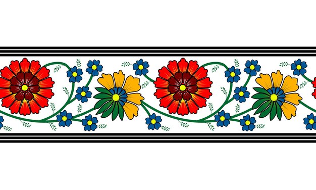 Vector fondo botánico sin costuras con patrón floral étnico ucraniano