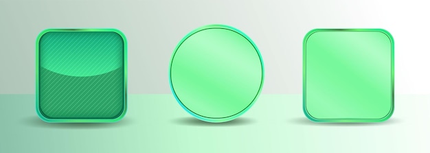 Fondo de botón de marco de aplicaciones. Vector editable de estilo 3d de diseño de elemento de forma abstracta verde brillante