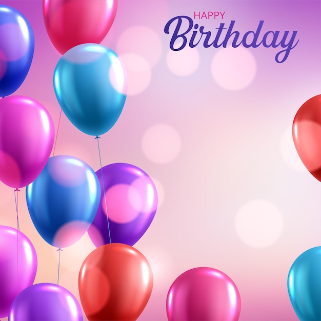 Fondo brillante de la bandera de los globos del feliz cumpleaños del color