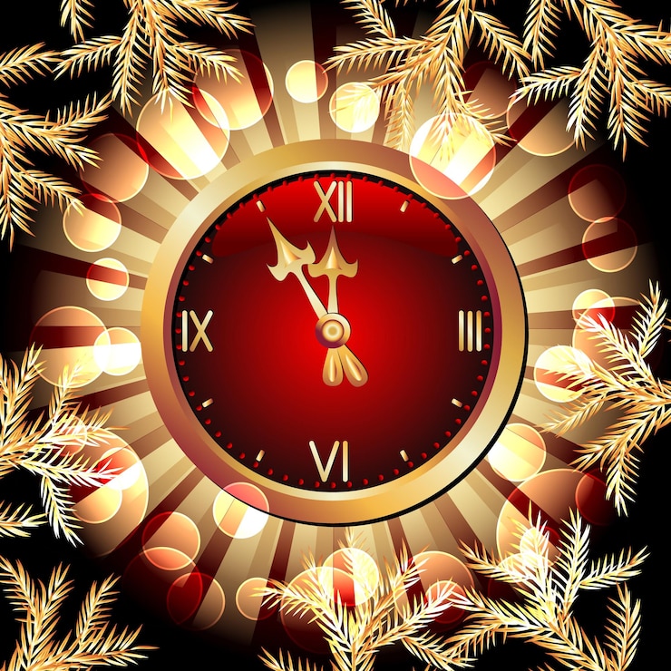 Vector fondo brillante con campanillas y rama de abeto de navidad