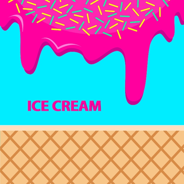Fondo brillante con helado dulce estilo plano