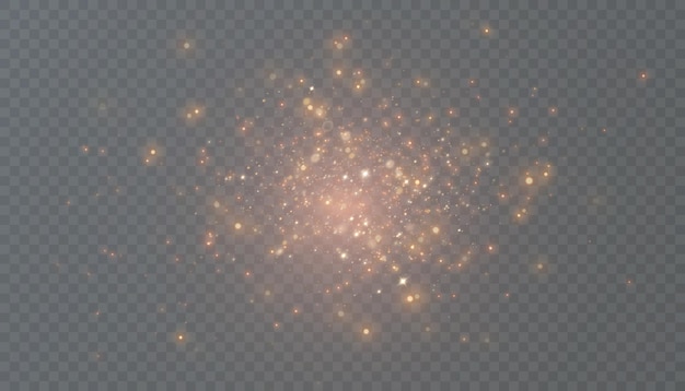 Fondo de brillo dorado Brillo caída Partículas brillantes de oro en fondo blanco Vector