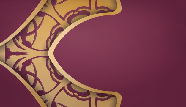 Fondo burdeos con adorno de oro abstracto para diseño de logotipo