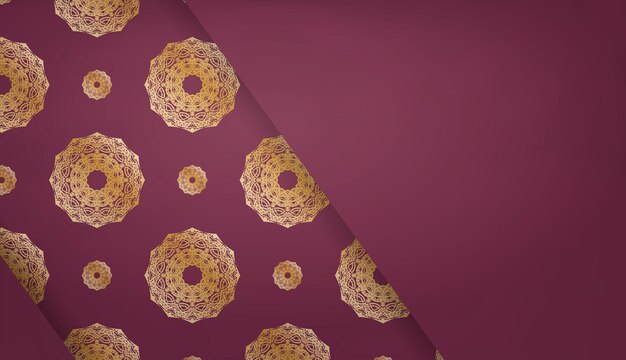 Fondo burdeos con adornos de oro indios para el diseño bajo su texto