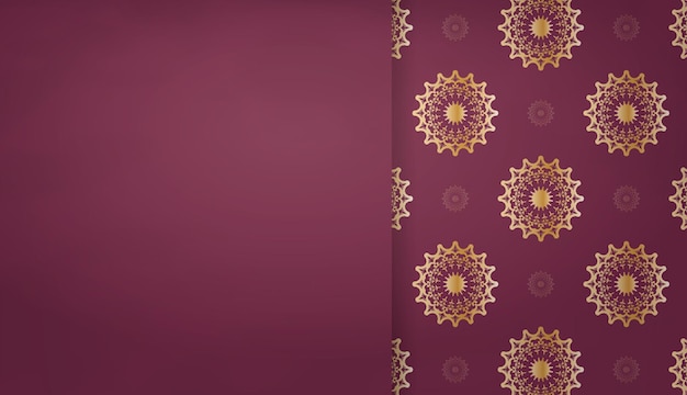 Fondo burdeos con lujoso patrón dorado para el diseño debajo de su texto