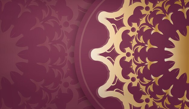 Fondo burdeos con patrón dorado abstracto y espacio de logotipo