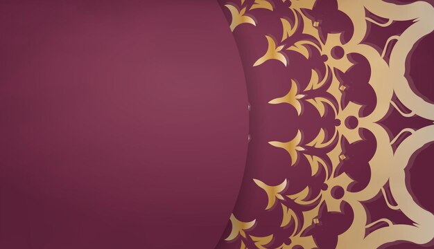 Fondo burdeos con patrón dorado mandala para diseño bajo su texto