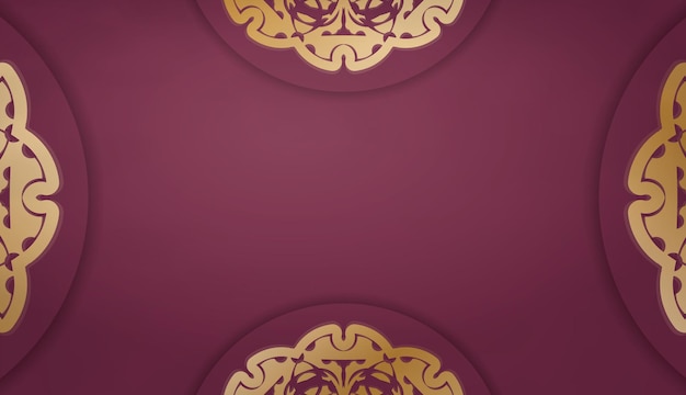 Fondo burdeos con patrón dorado mandala y lugar debajo del logo