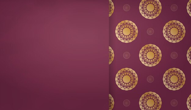 Fondo burdeos con patrón dorado vintage para diseño bajo su logo