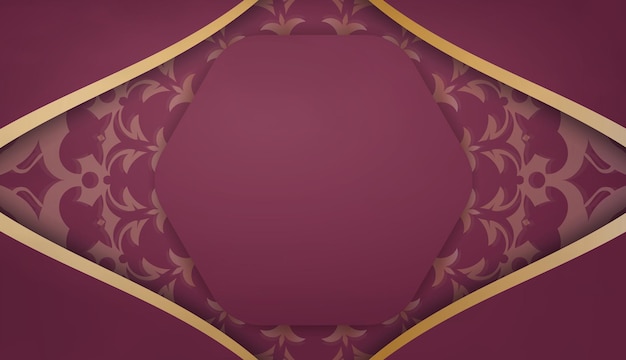 Fondo burdeos con patrón dorado vintage para diseño bajo el texto