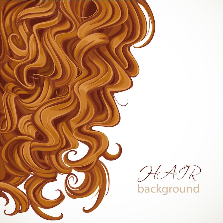 Vector el fondo con el cabello castaño rizado