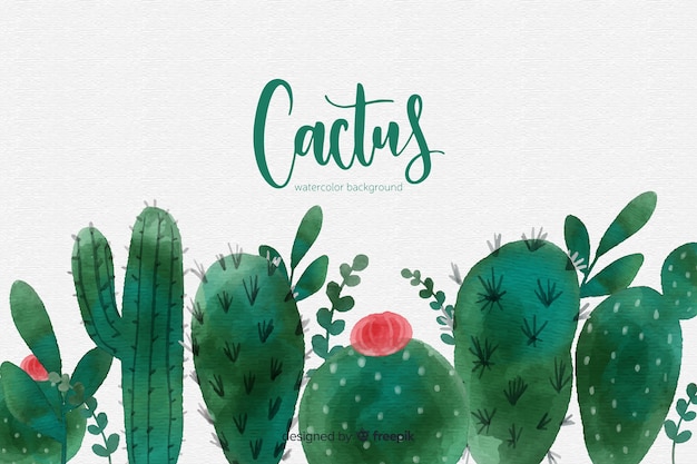 Fondo de cactus en acuarela