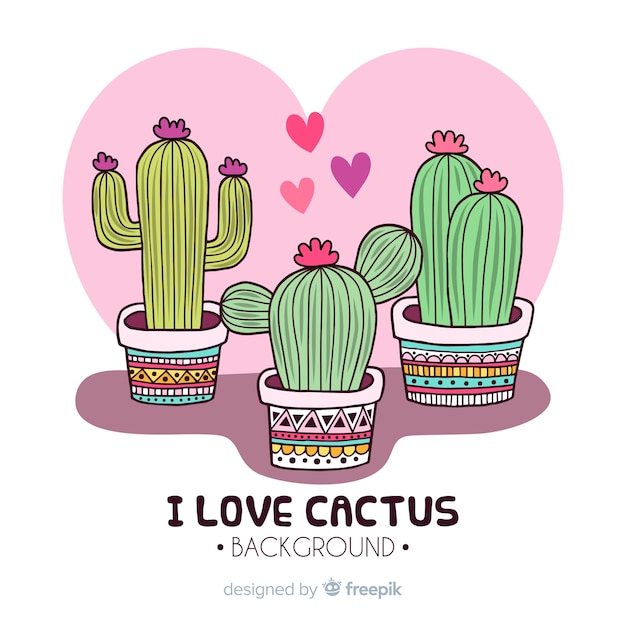Fondo de cactus dibujado a mano
