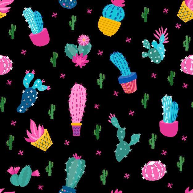 Vector fondo de cactus negro