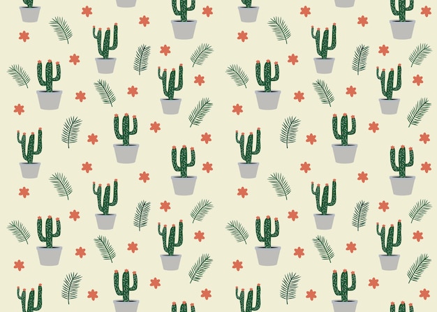 Vector fondo de cactus de patrones sin fisuras