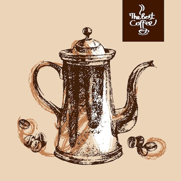 Fondo de café vintage boceto dibujado a mano. ilustración vectorial. diseño de menú para cafetería y restaurante.