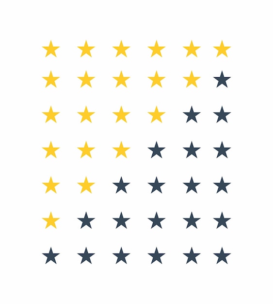 Fondo de calificación de 6 estrellas con estrellas amarillas y grises