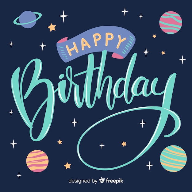Fondo caligráfico colorido de feliz cumpleaños