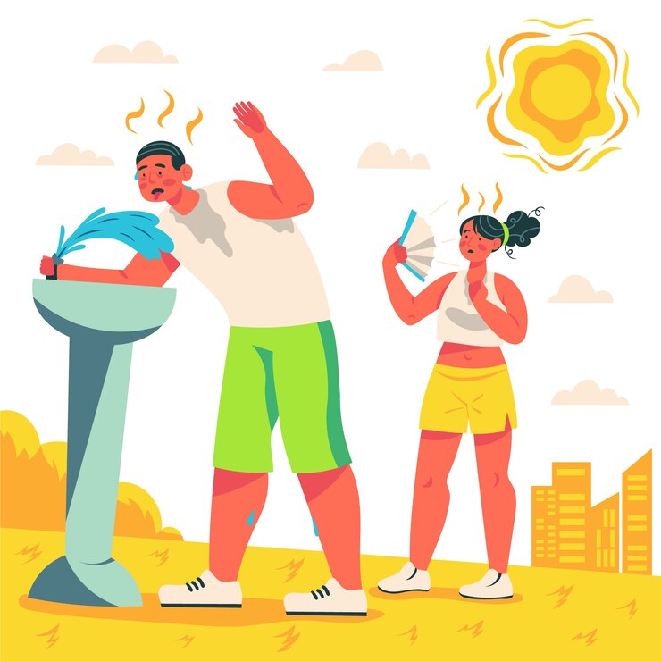 Vector fondo de calor de verano dibujado a mano