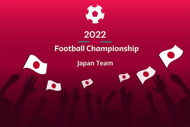 Fondo de campeonato de competición de fútbol 2022 banderas de equipo de japón ilustración vectorial