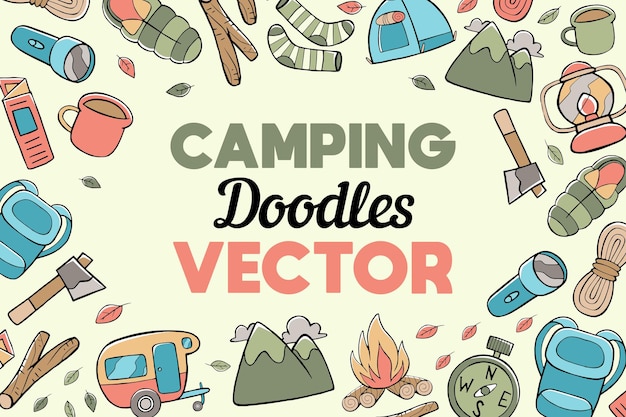 Vector fondo de camping en estilo de dibujos animados