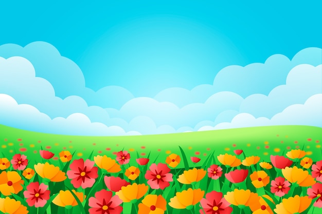 Vector fondo de campo de flores degradado