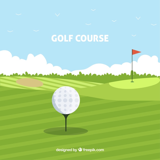 Vector fondo de campo de golf en estilo plano