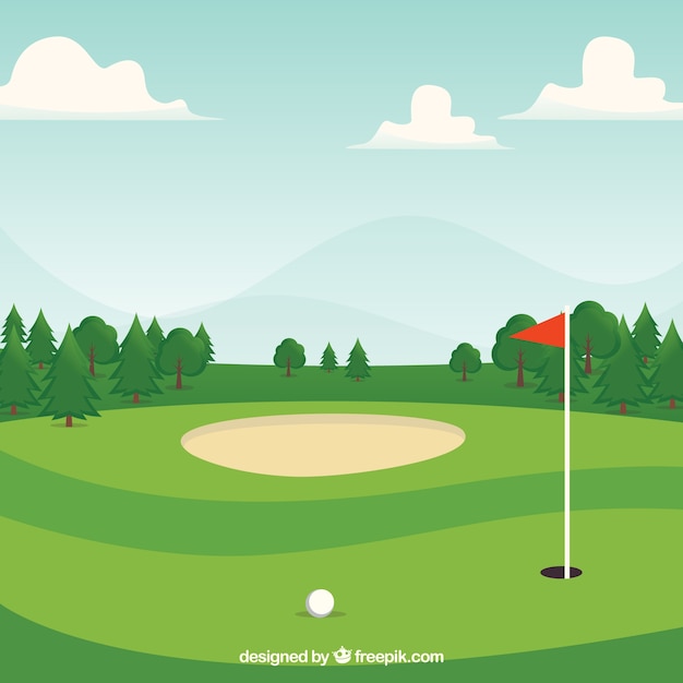 Fondo de campo de golf en estilo plano