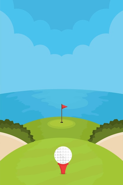 Fondo de campo de golf en estilo plano