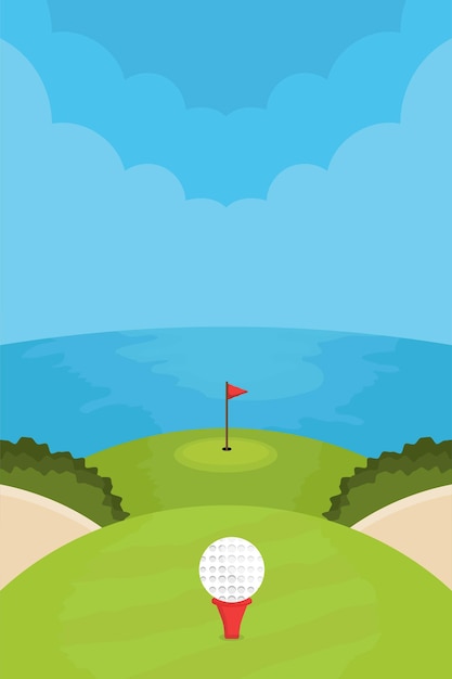 Vector fondo de campo de golf en estilo plano