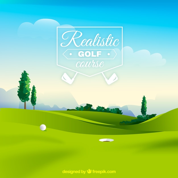 Vector fondo de campo de golf en estilo realista