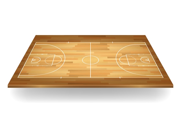 Fondo de cancha de baloncesto de madera.