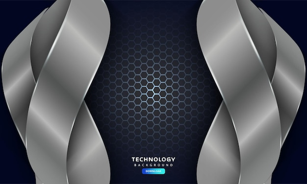 Fondo de capas adornadas de plata hexagonal 3D