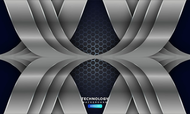 Fondo de capas adornadas de plata hexagonal 3D