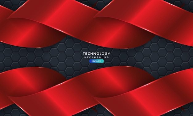 Fondo de capas ornamentadas rojas hexagonales 3D