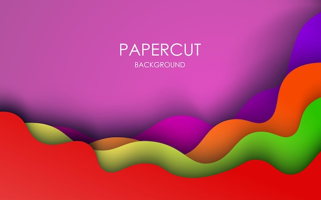 Fondo de capas de superposición de corte de papel ondulado multicolor rojo verde naranja y púrpura abstracto