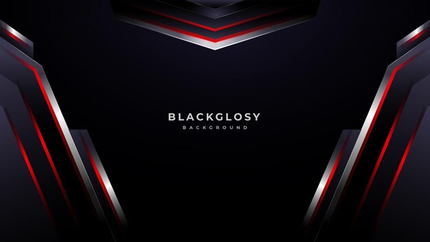 Fondo de capas de superposición diagonal abstracta negra con decoración de luz roja